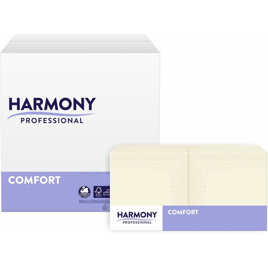 Servietten Harmony 2-lg cream 40x40cm 1/4 Falzung