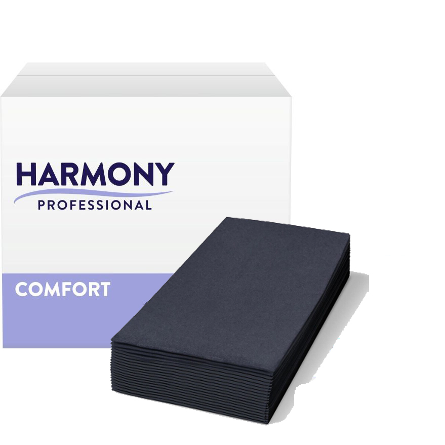 Servietten Harmony 3-lg schwarz 33x33cm 1/8 Falzung