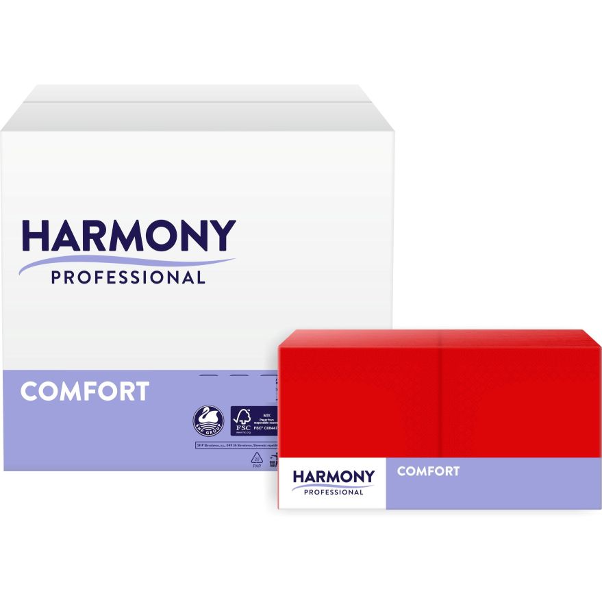 Servietten Harmony 3-lg rot 33x33cm 1/4 Falzung