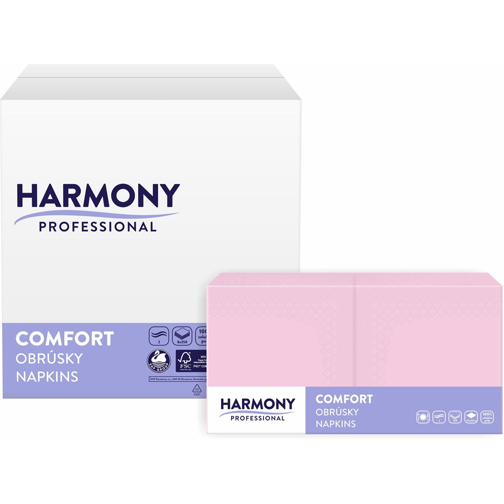 Servietten Harmony 3-lg pink 40x40cm 1/4 Falzung