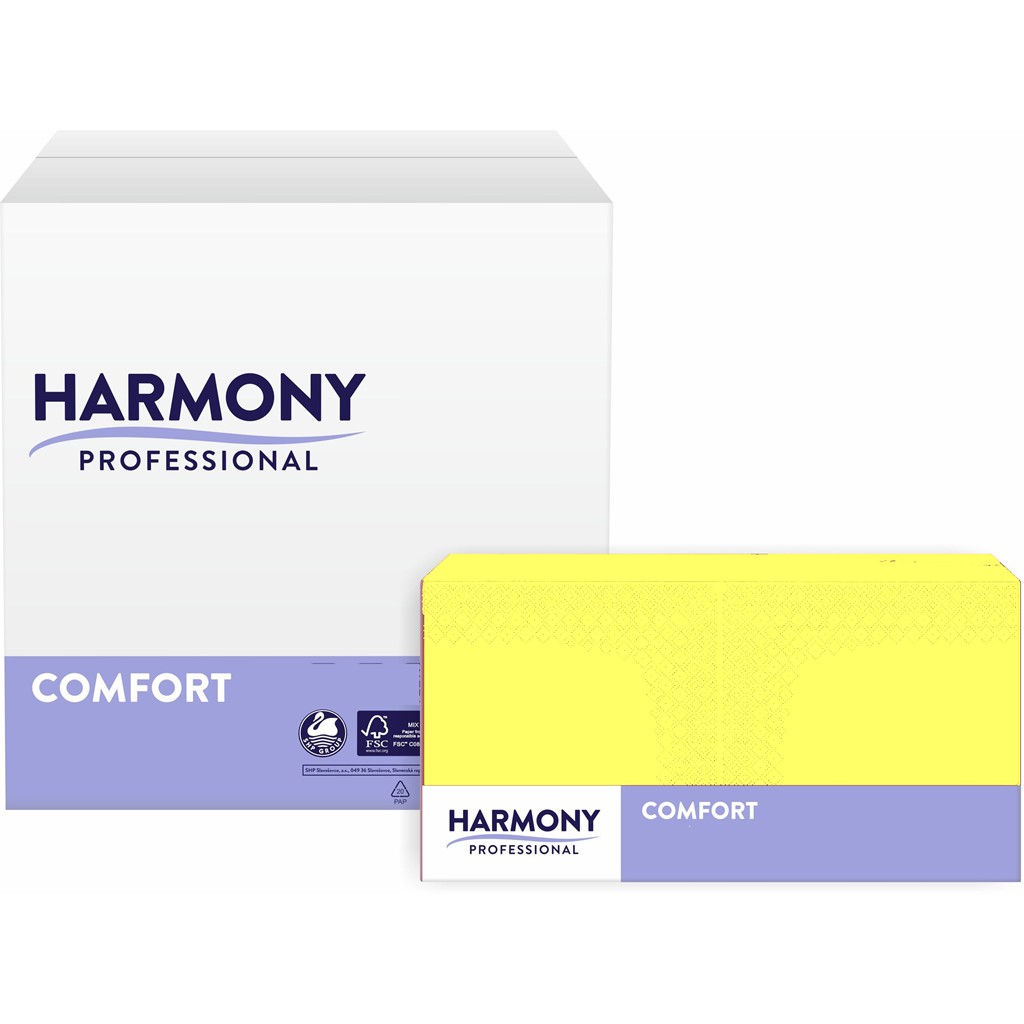 Servietten Harmony 2-lg gelb 40x40cm 1/4 Falzung