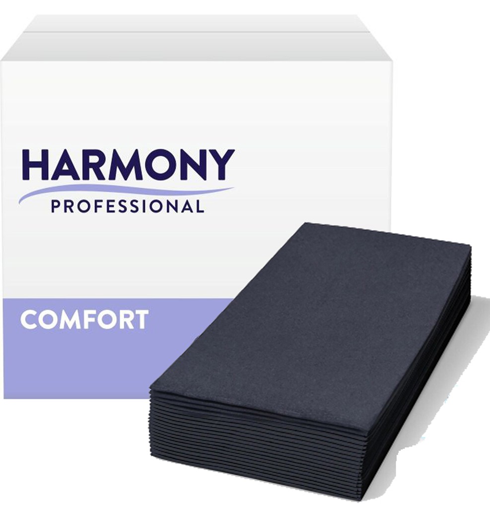 Servietten Harmony 3-lg schwarz 33x33cm 1/8 Falzung