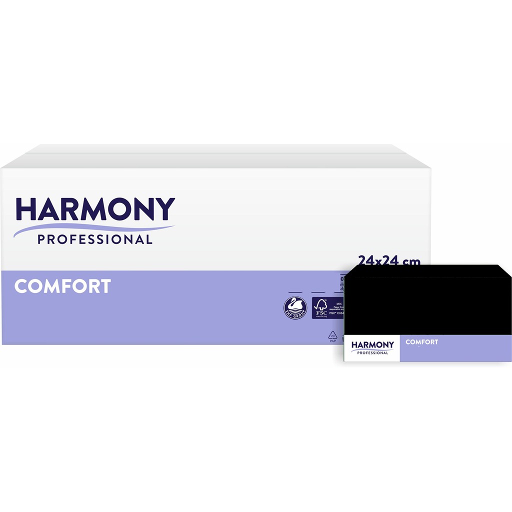 Servietten Harmony 3-lg schwarz 24x24cm 1/4 Falzung