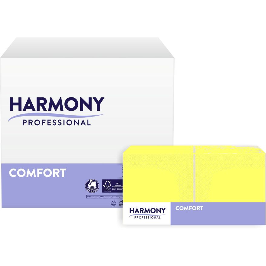 Servietten Harmony 3-lg gelb 33x33cm 1/4 Falzung