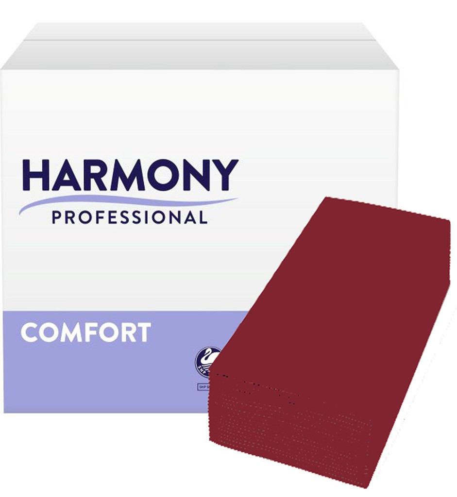 Servietten Harmony 3-lg bordeaux 40x40cm 1/8 Falzung