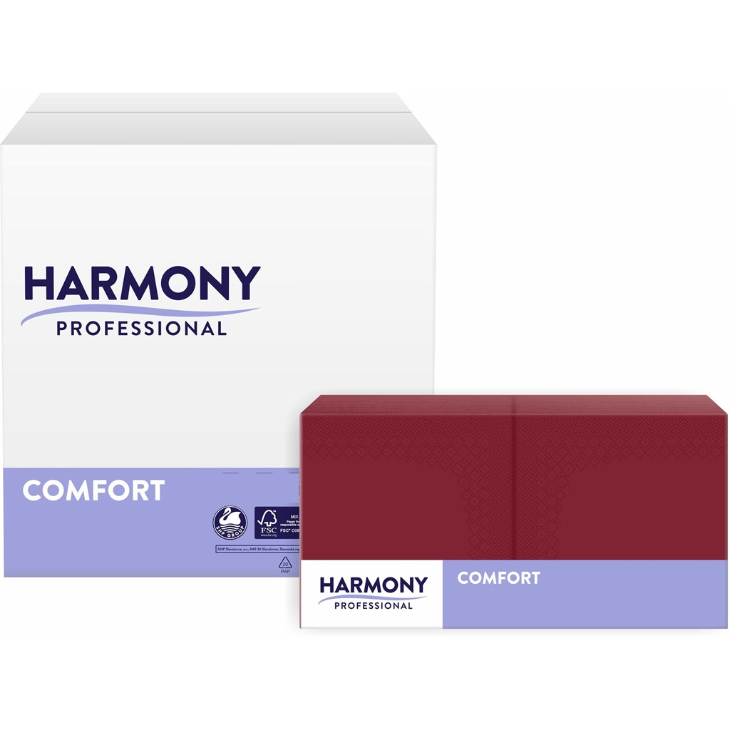 Servietten Harmony 3-lg bordeaux 40x40cm 1/4 Falzung