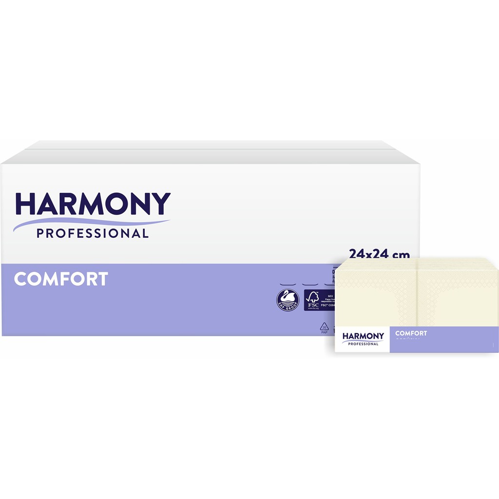 Servietten Harmony 3-lg creme 24x24cm 1/4 Falzung