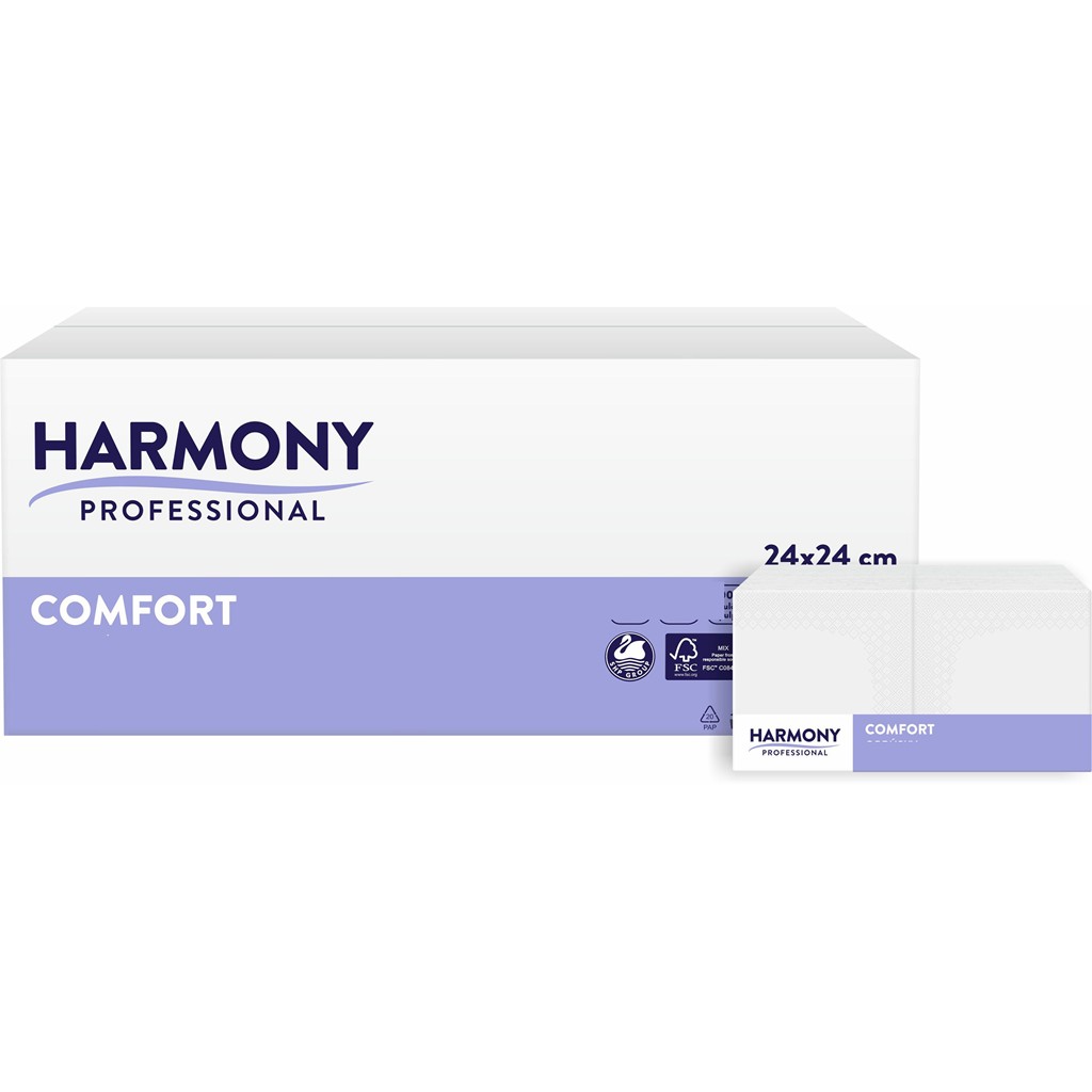 Servietten Harmony 3-lg weiß 24x24cm 1/4 Falzung