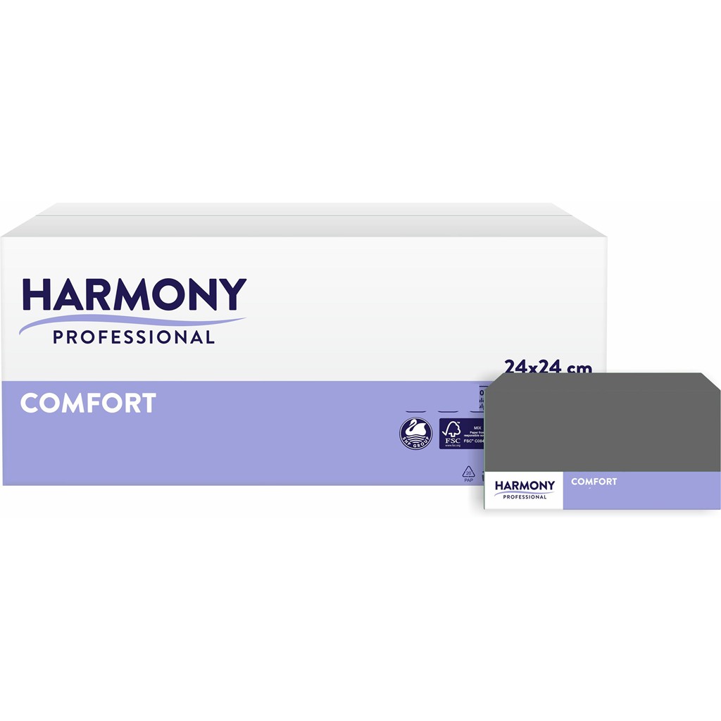 Servietten Harmony 3-lg dunkelgrau 24x24cm 1/4 Falzung